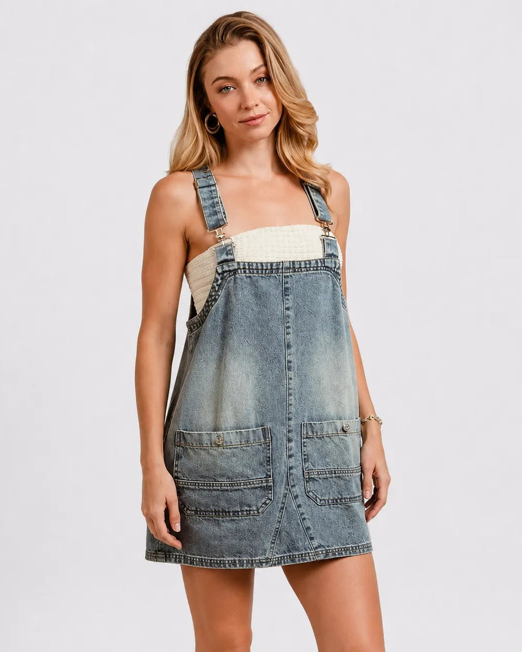 Mini Robe Salopette Denim Coton