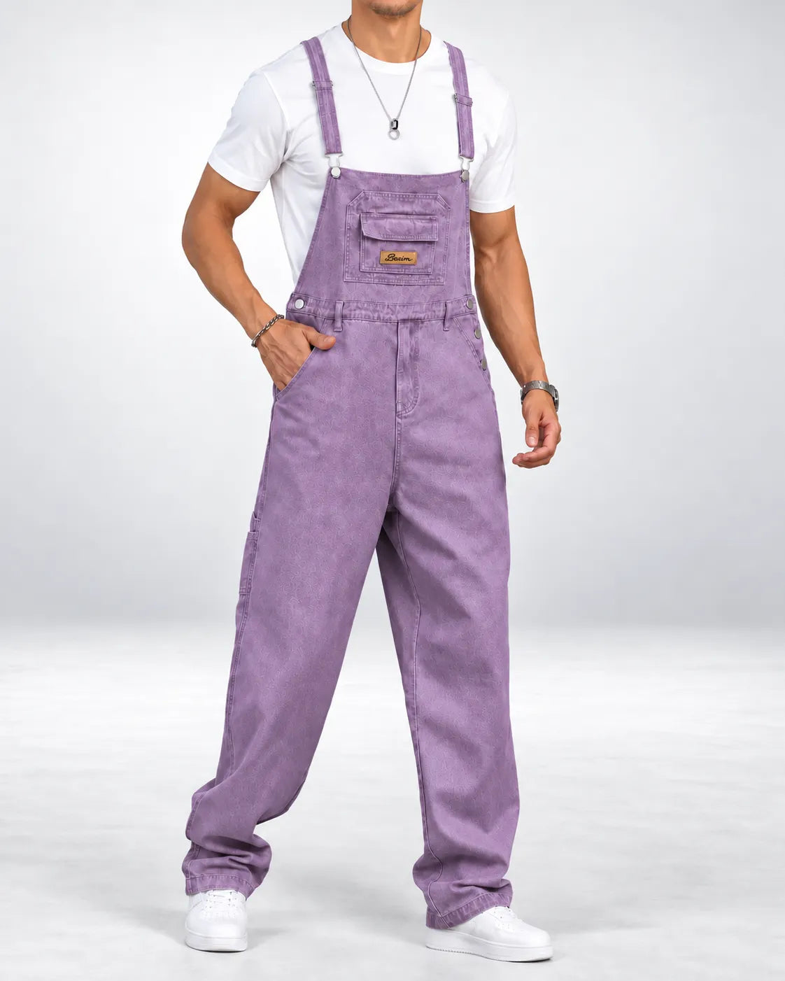 Salopette en denim violet décontractée
