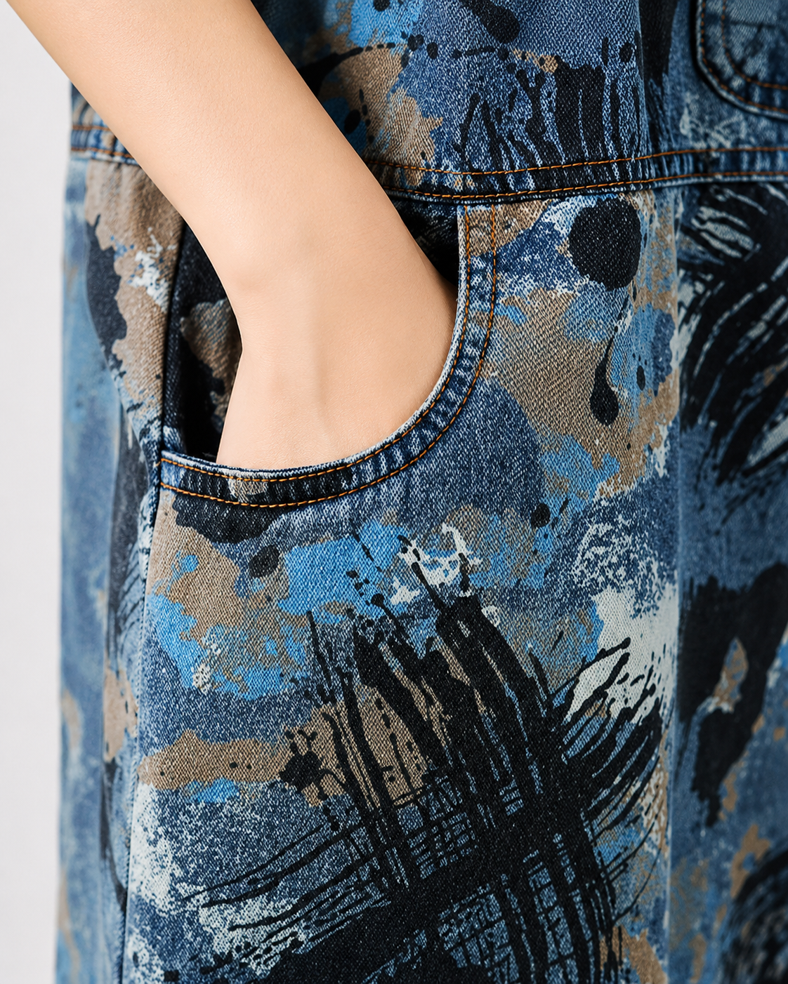 Salopette Denim Patchwork Usé