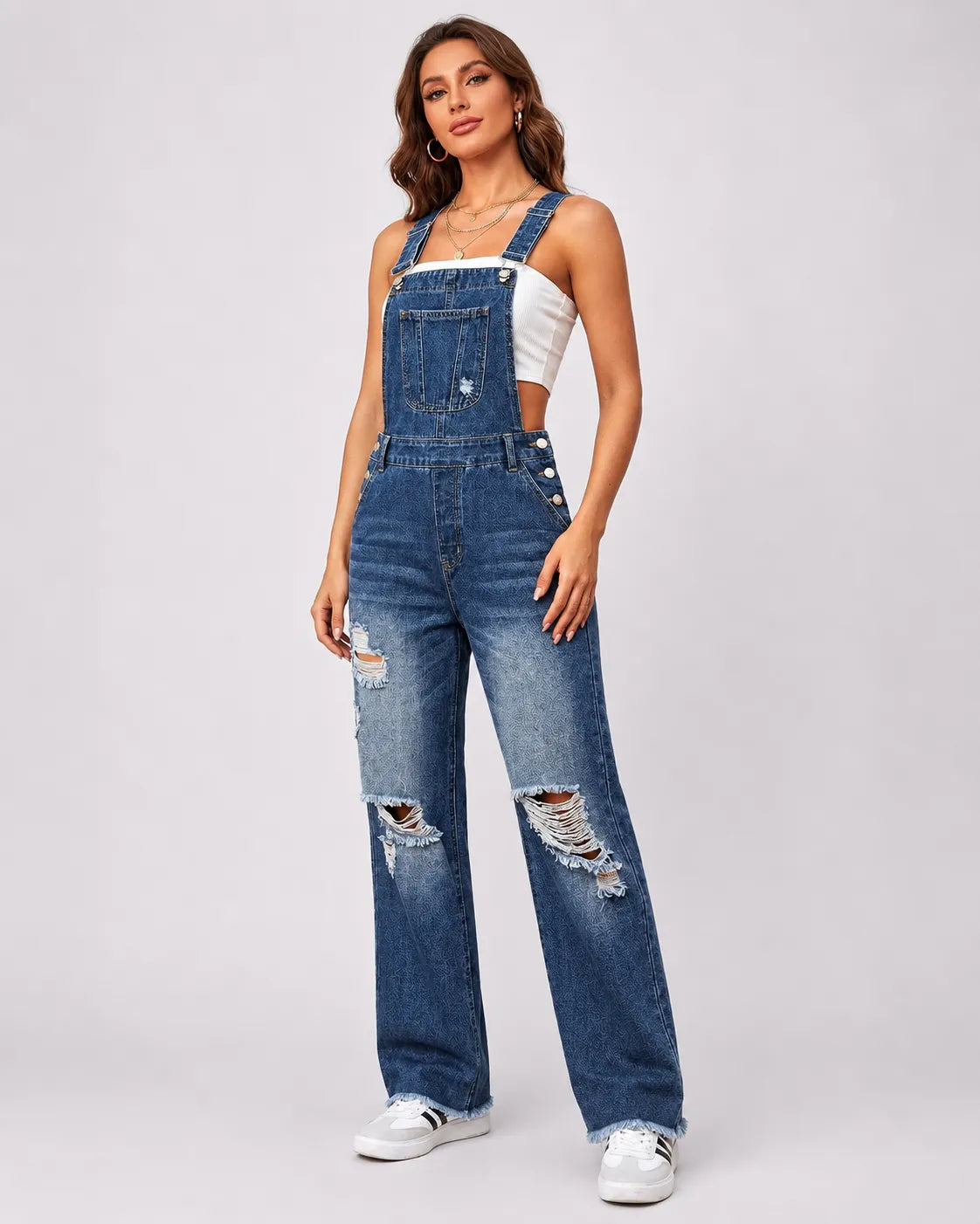 Salopette en Jean Déchiré pour Femme