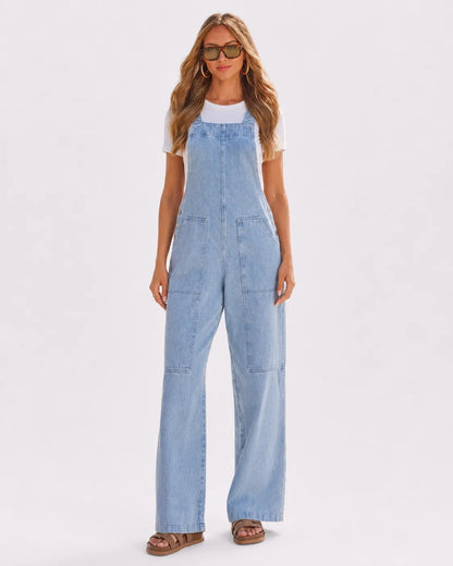 Salopette Femme Cargo en Jean Bleu