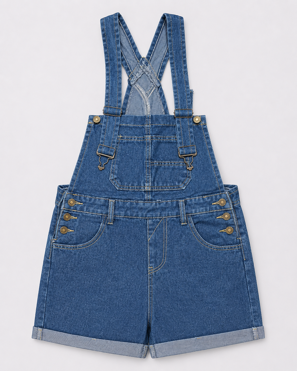 Salopette Short en Denim Vintage