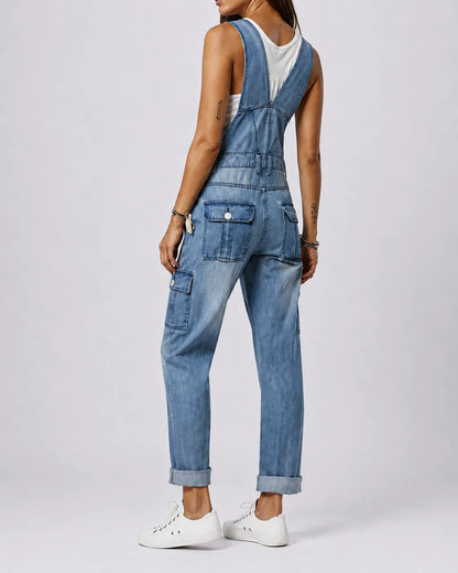 Salopette Denim Patchwork Rétro Femme