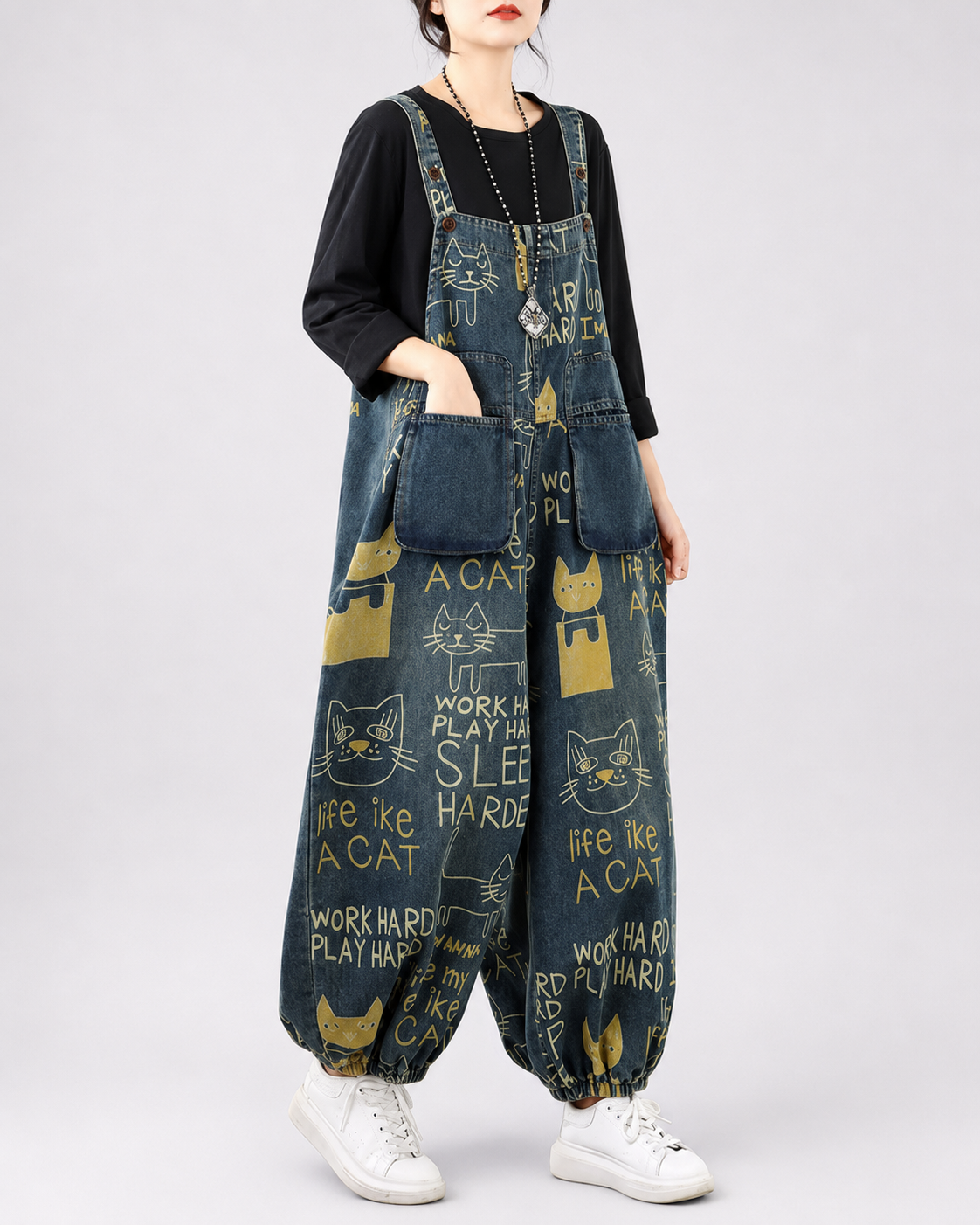 Salopette Ample en Denim Brodée