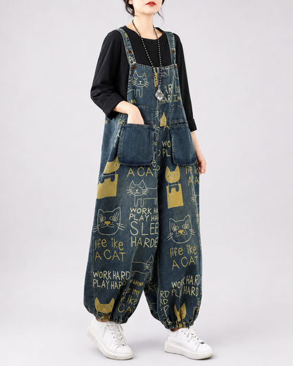 Salopette Ample en Denim Brodée