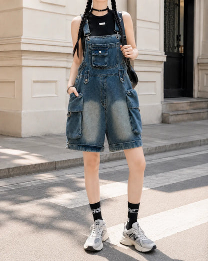 Salopette Short Denim Cargo Large