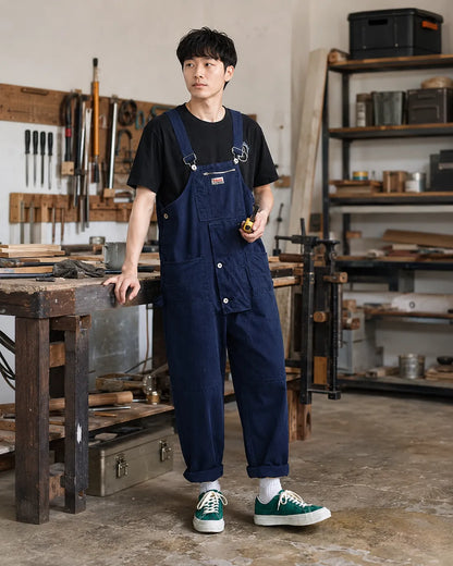 Salopette Cargo en Denim Ample