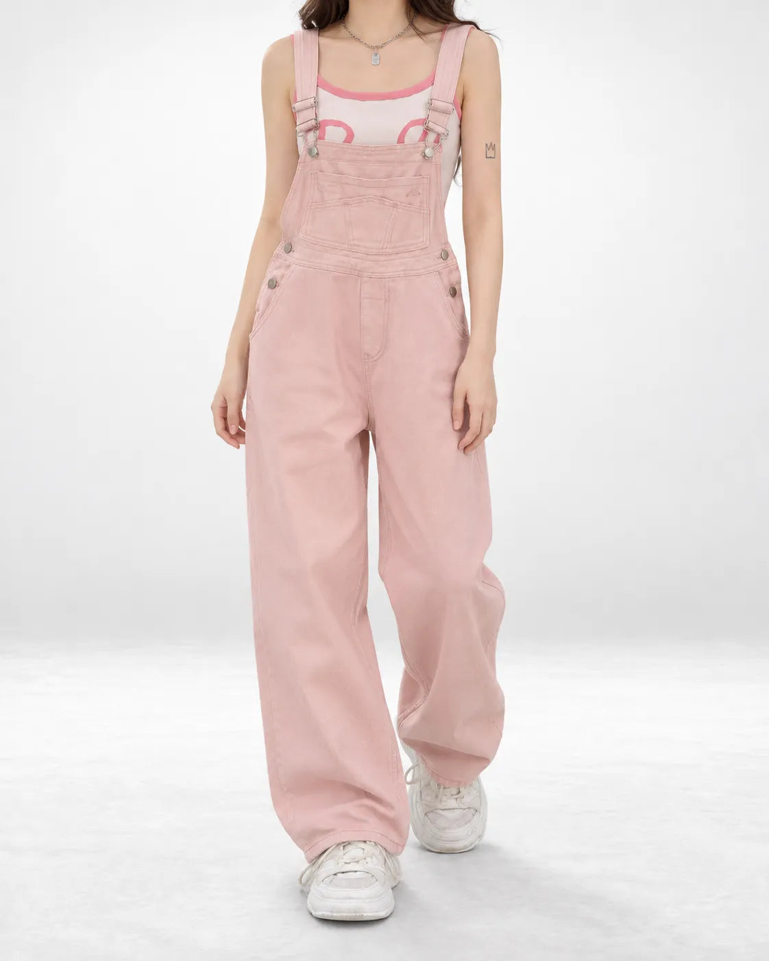 Salopette rose poudré à jambes droites