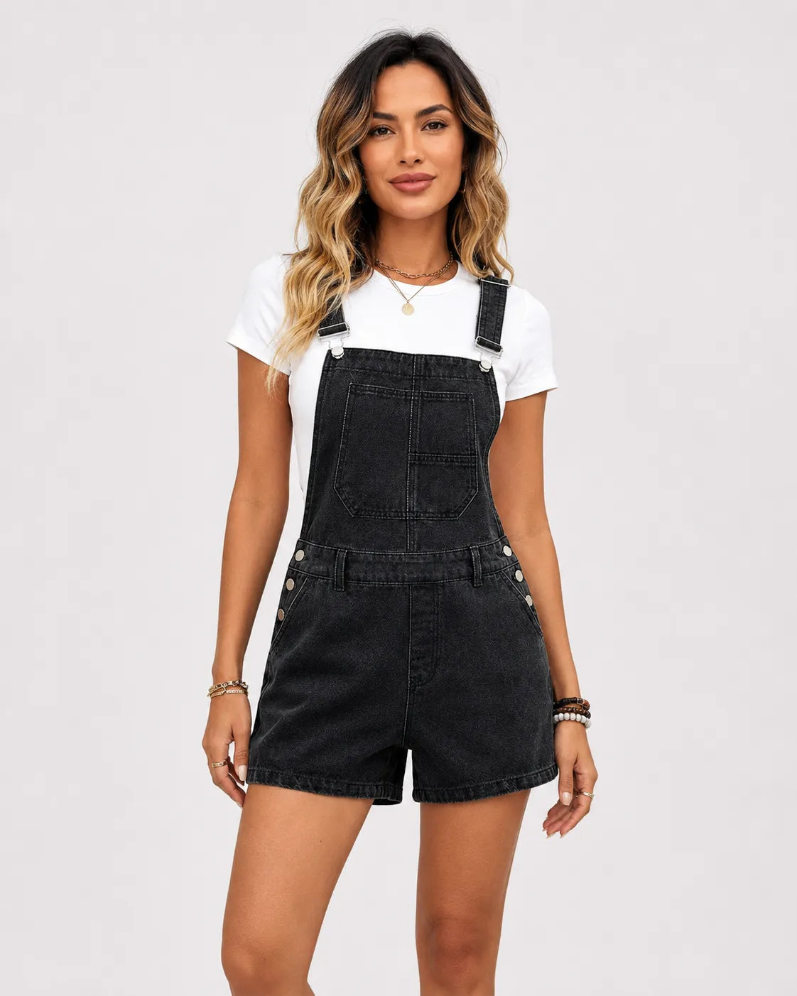 Salopette Short en Jean Coupe Décontractée