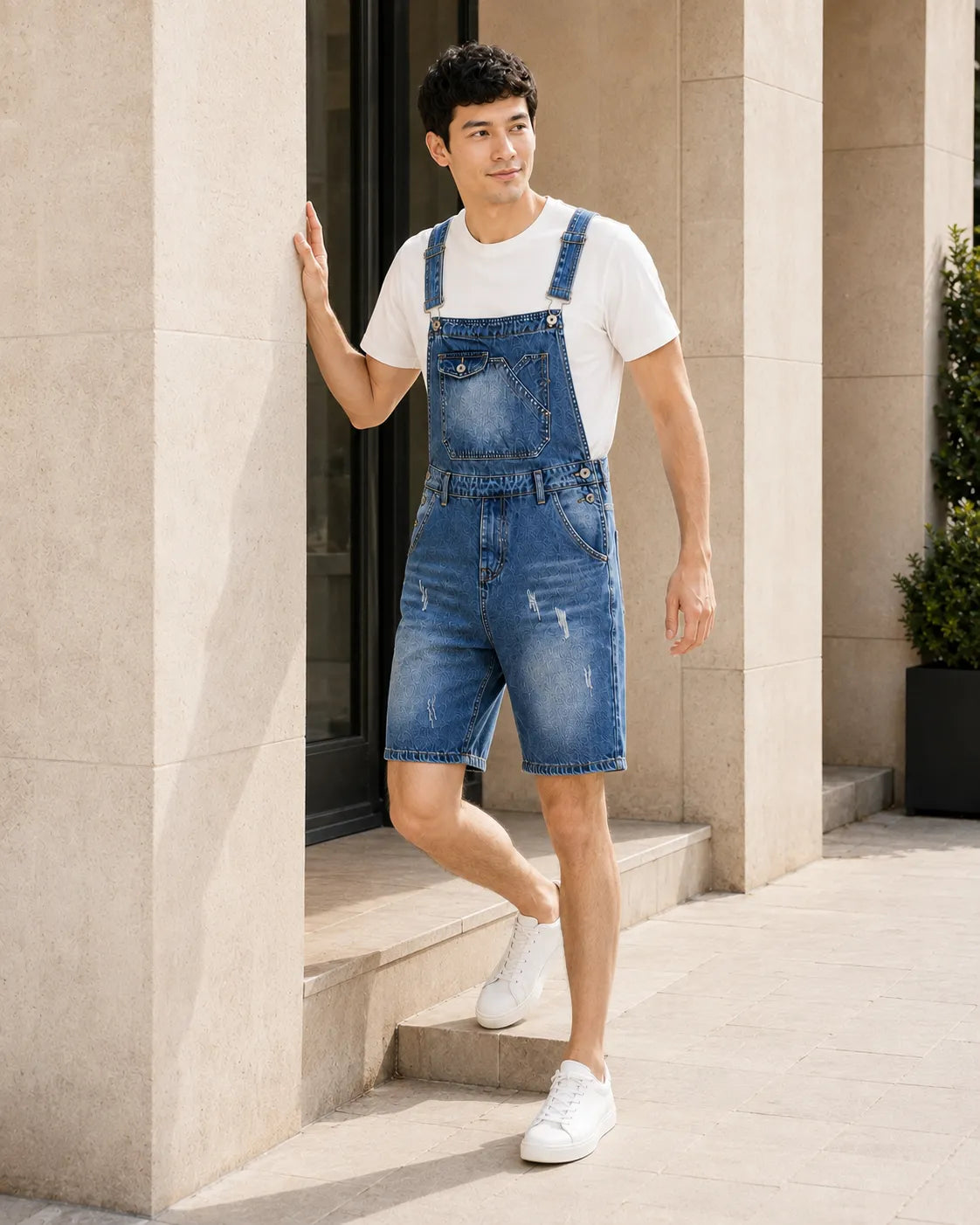 Salopette Short Denim Style japonais