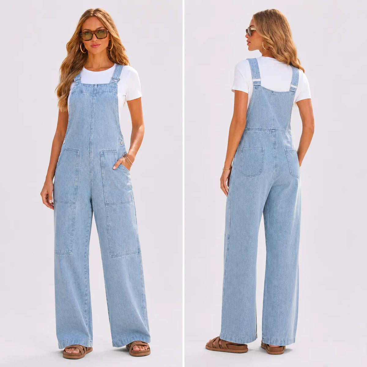 Salopette Femme Cargo en Jean Bleu