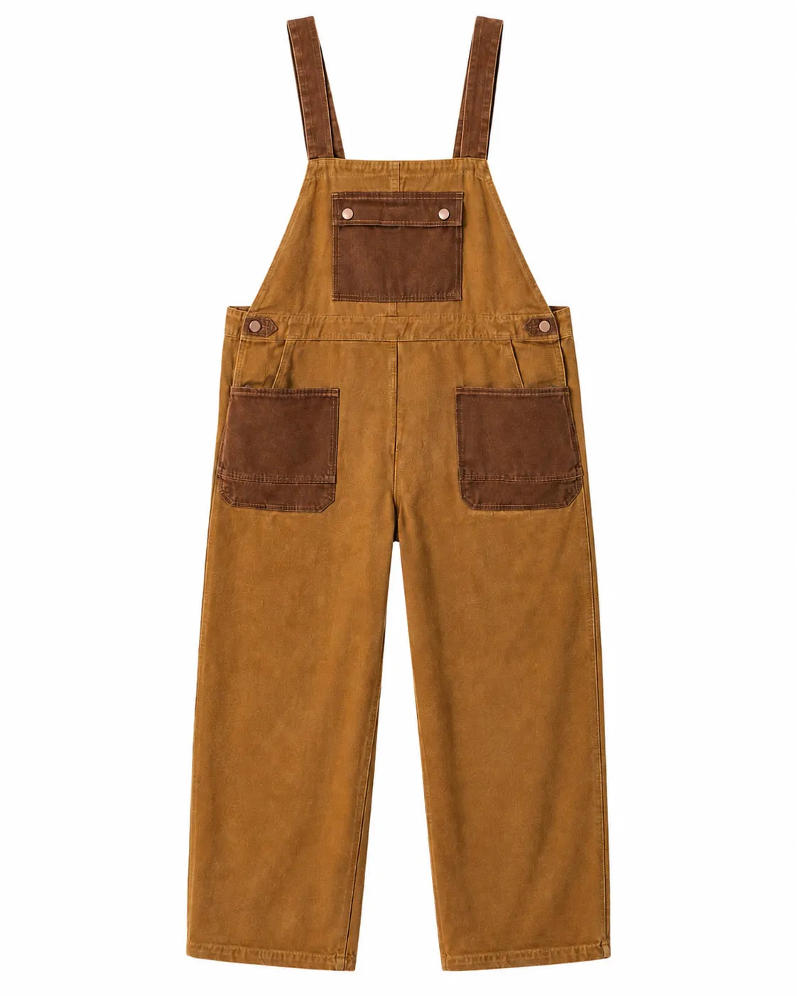 Salopette Denim Marron Rétro Unisexe