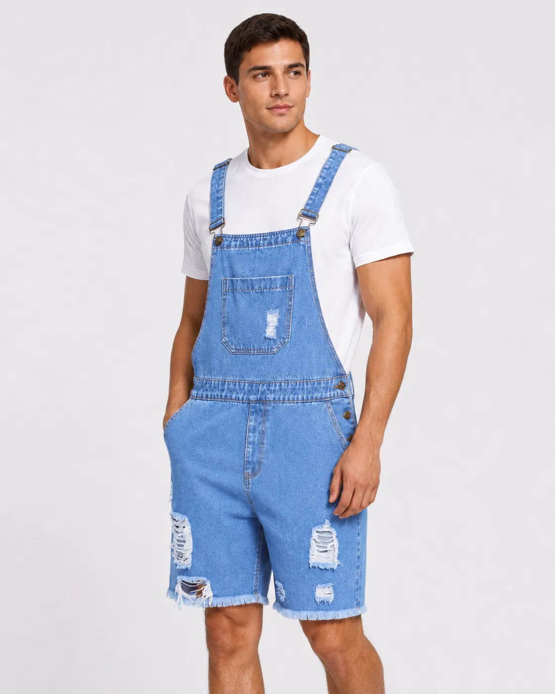 Salopette Short Denim Vintage Troué