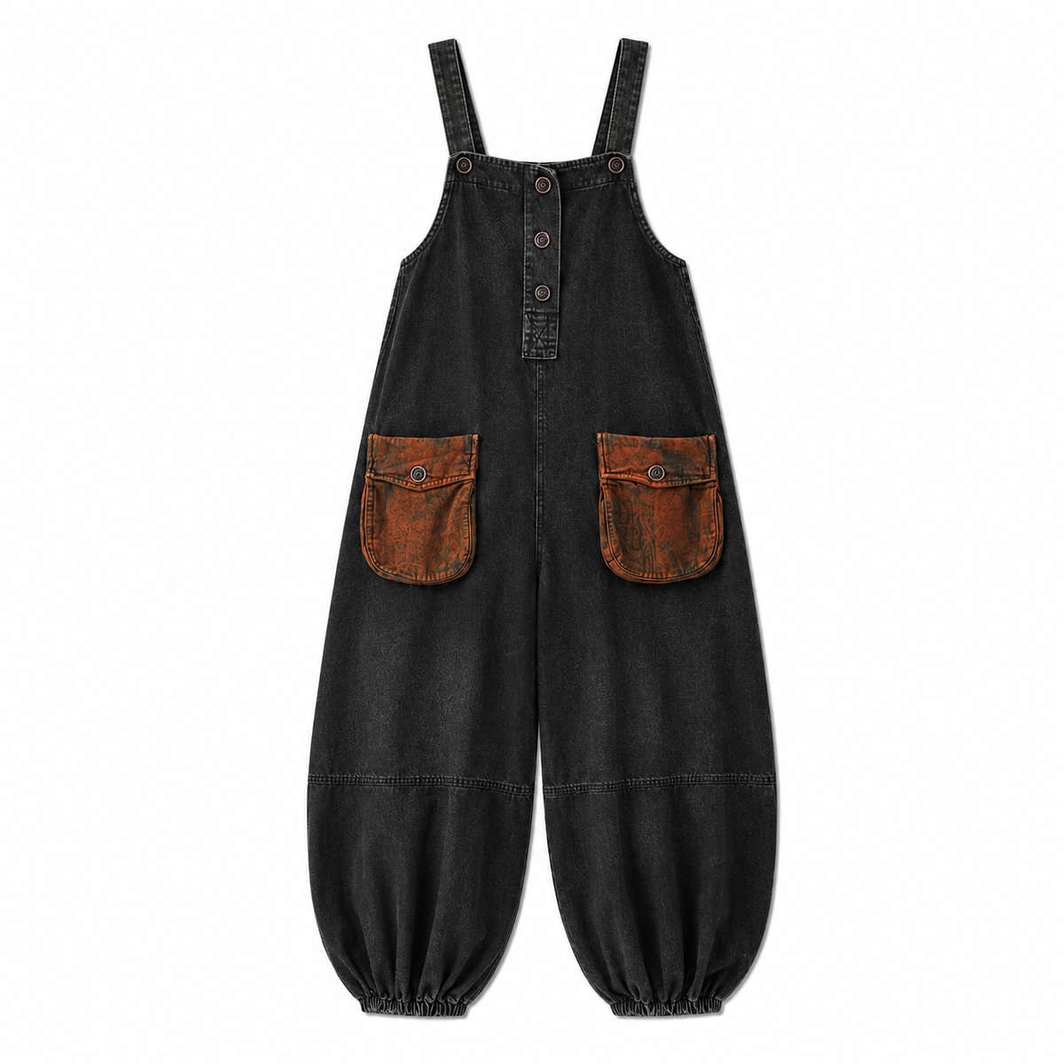 Salopette Large en Denim Brodé
