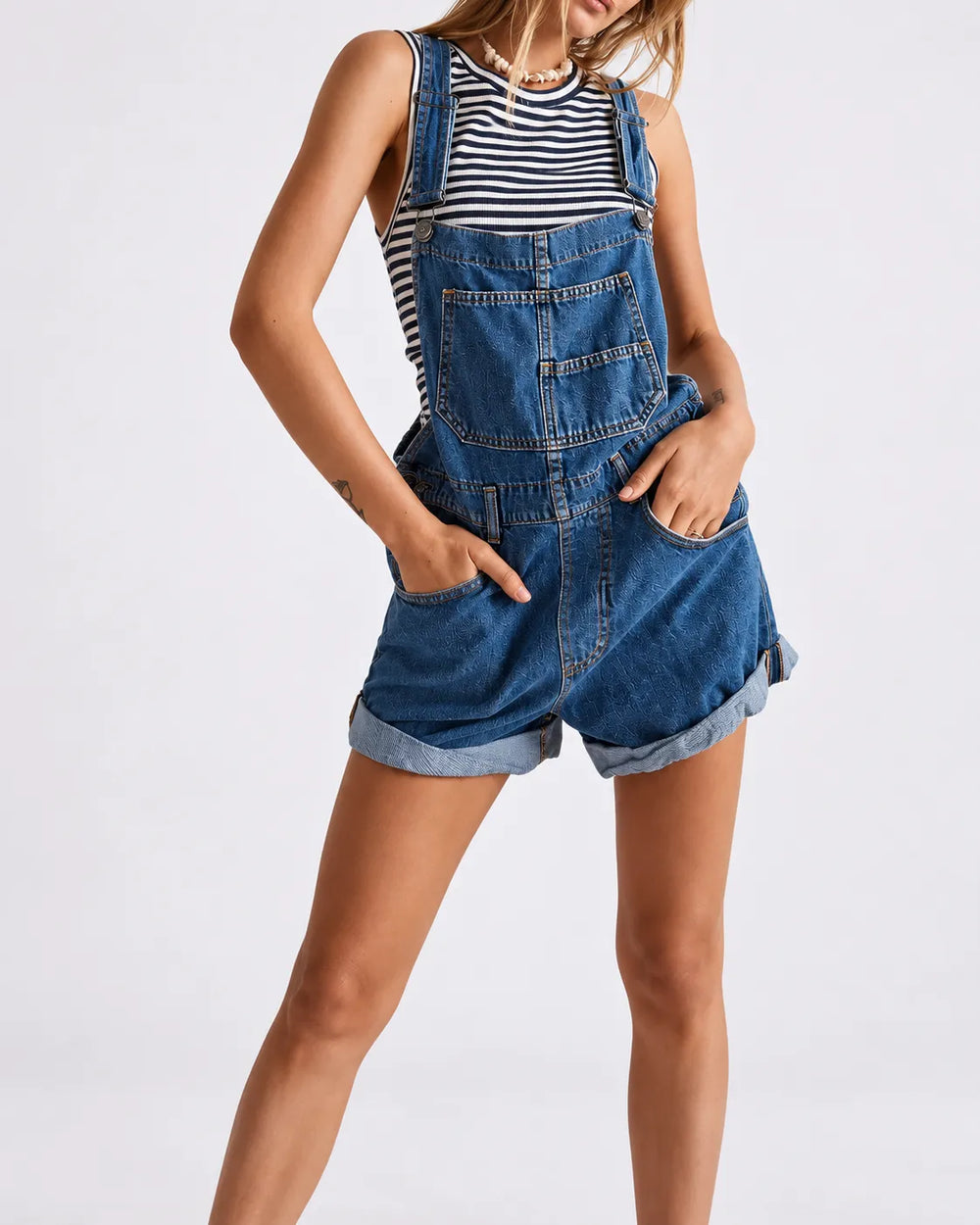 Salopette Short en Denim Vintage