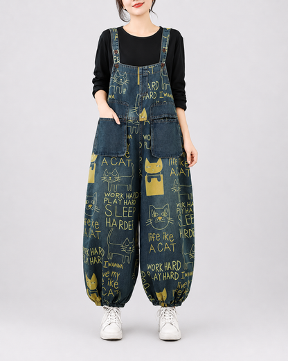 Salopette Ample en Denim Brodée