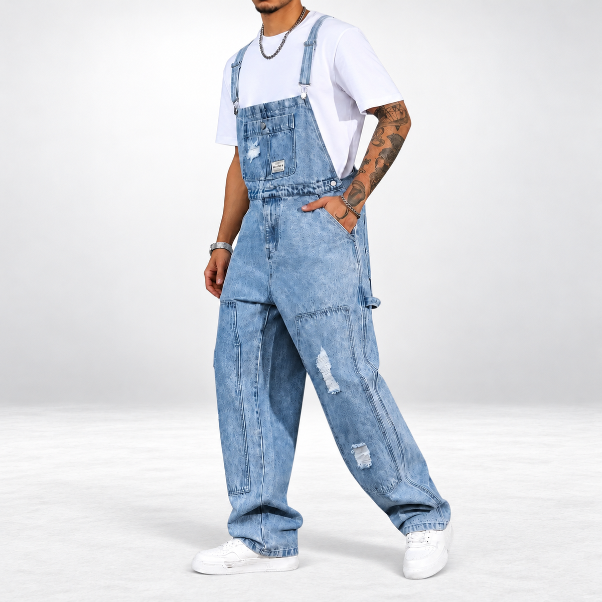 Salopette Cargo avec Détails Ripped