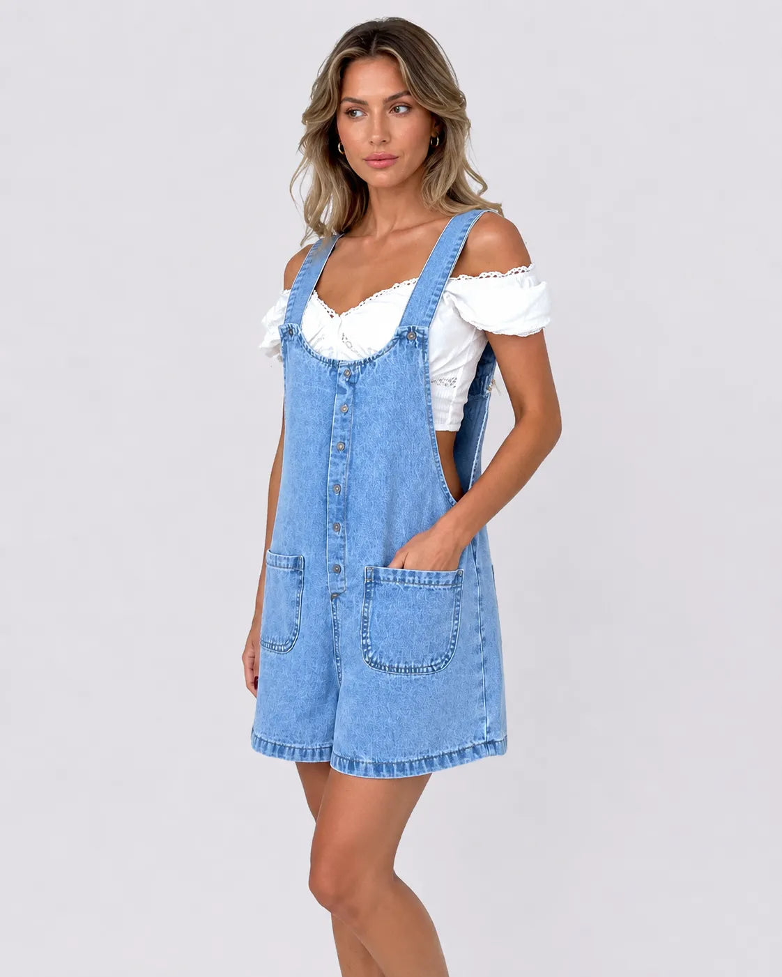 Salopette Short Femme en Jean Ajustable