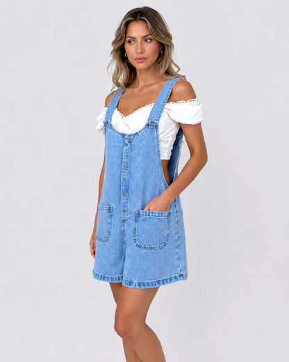 Salopette Short Femme en Jean Ajustable