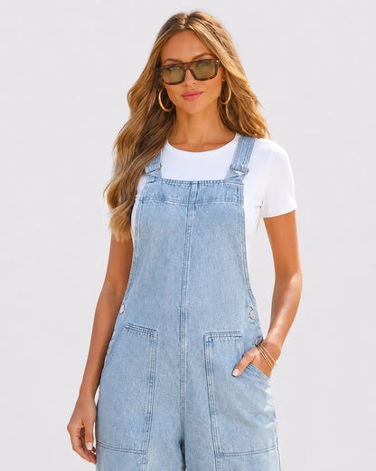Salopette Femme Cargo en Jean Bleu