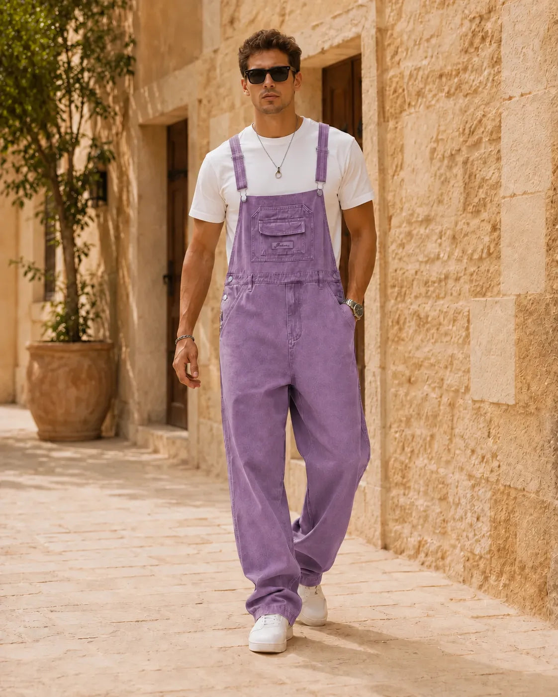 Salopette en denim violet décontractée