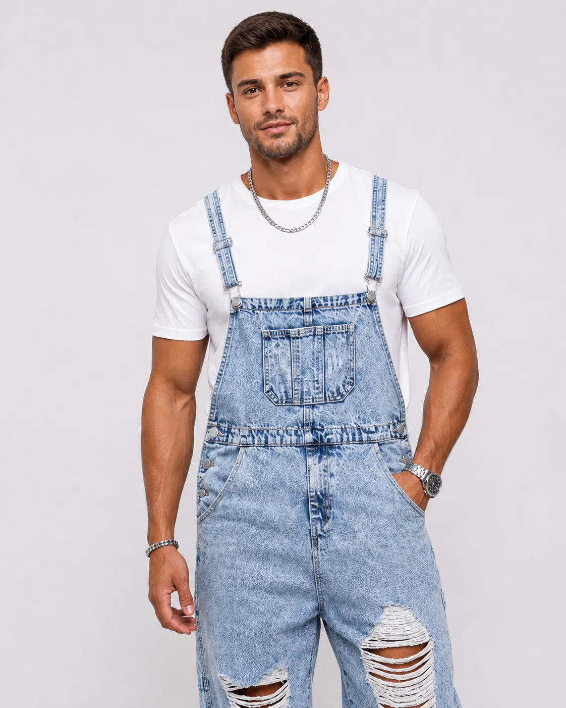 Salopette Jean Effet Usé Britannique