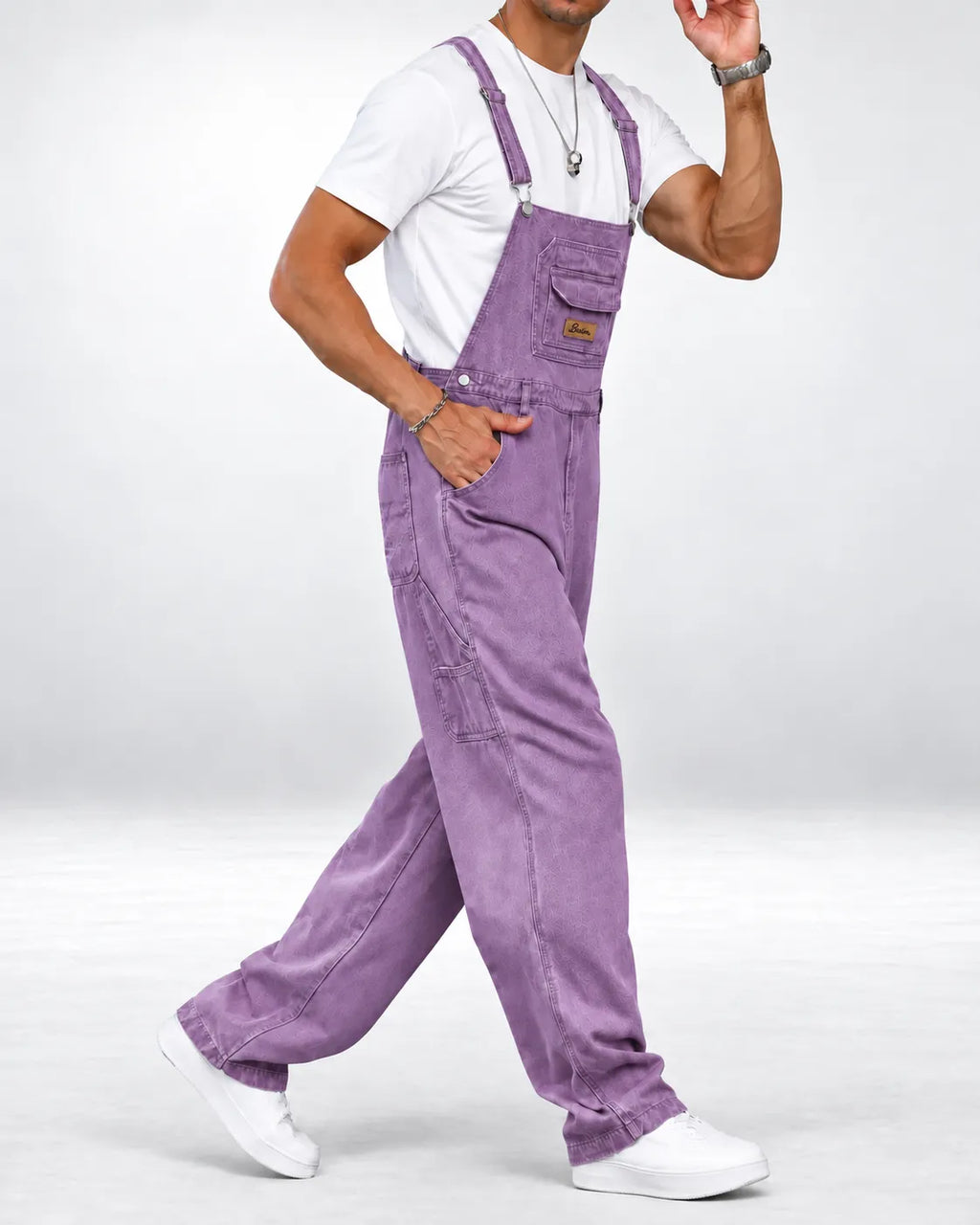 Salopette en denim violet décontractée
