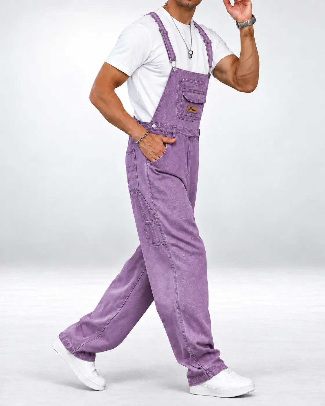 Salopette en denim violet décontractée