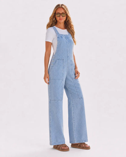 Salopette Femme Cargo en Jean Bleu