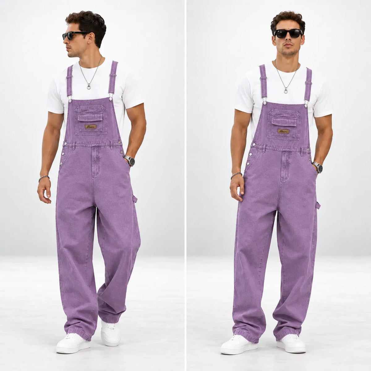 Salopette en denim violet décontractée