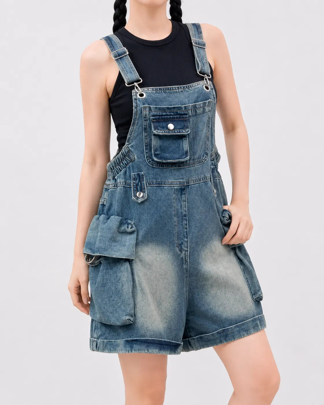 Salopette Short Denim Cargo Large