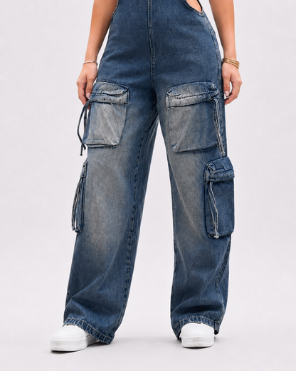 Salopette Cargo Denim Multipoches