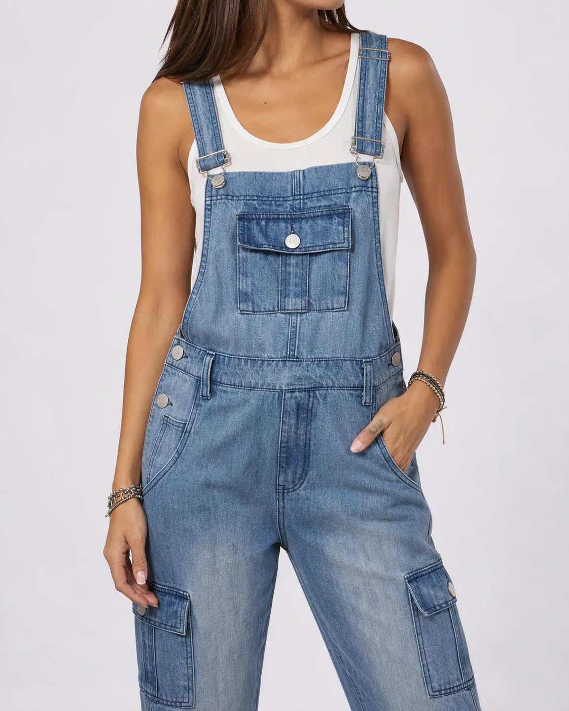 Salopette Denim Patchwork Rétro Femme