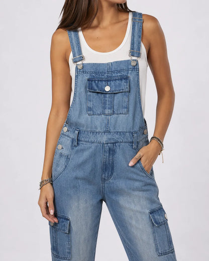 Salopette Denim Patchwork Rétro Femme