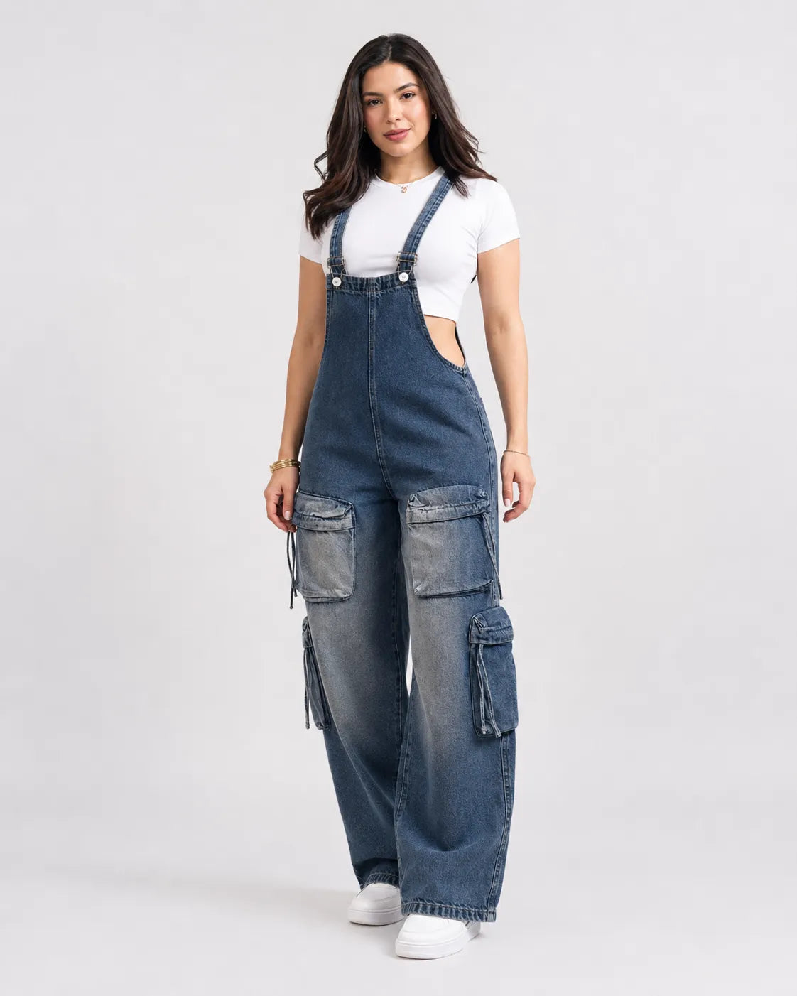 Salopette Cargo Denim Multipoches