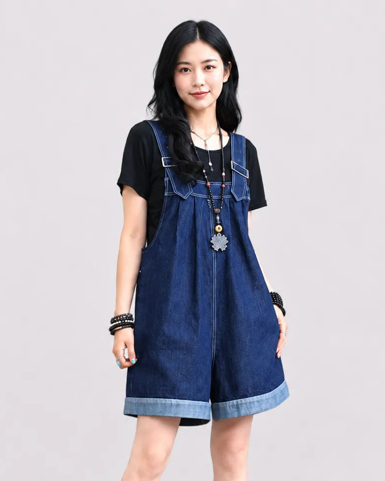 Salopette Short Jean Ample Femme