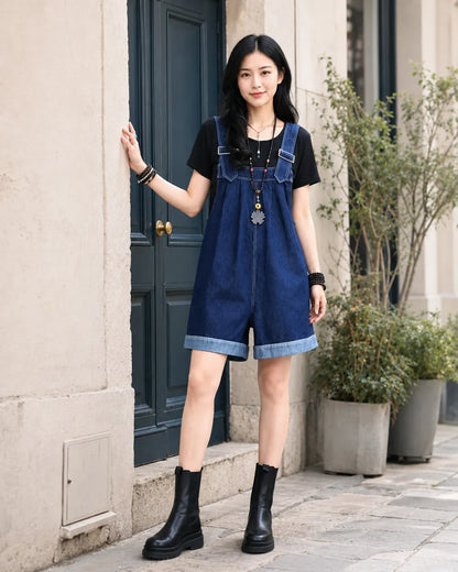 Salopette Short Jean Ample Femme