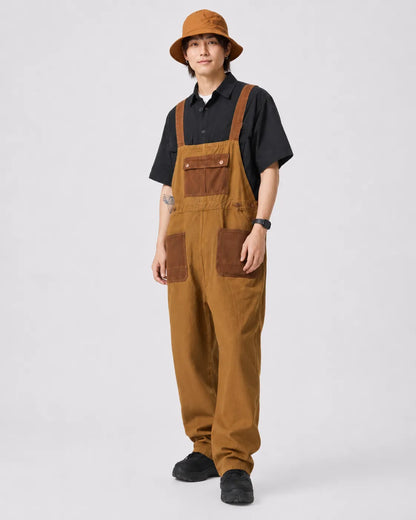 Salopette Denim Marron Rétro Unisexe