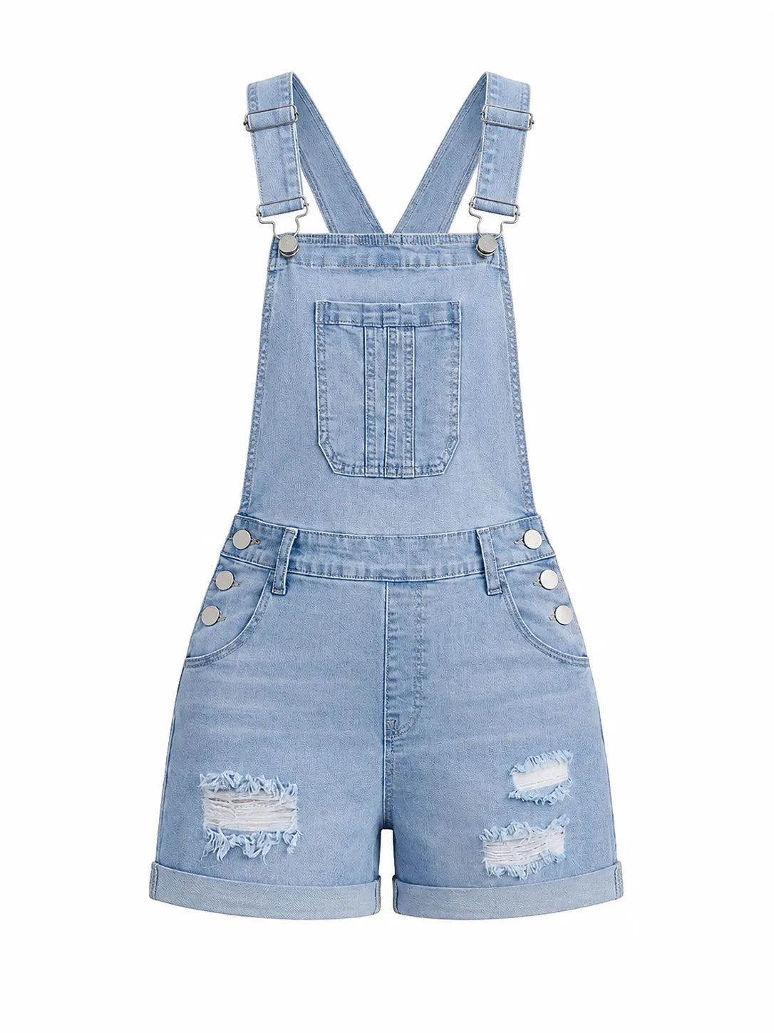 Salopette Short Denim Déchirée Femme