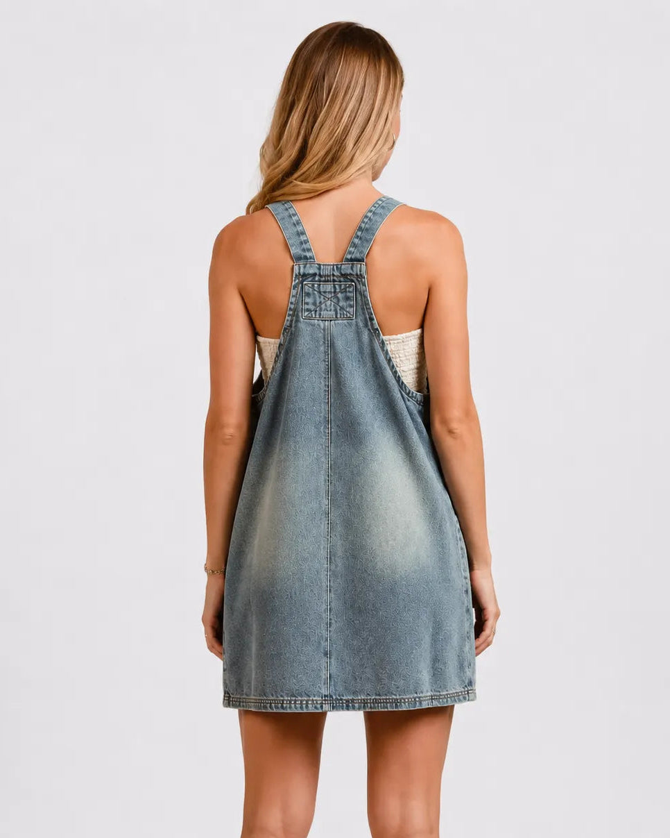 Mini Robe Salopette Denim Coton