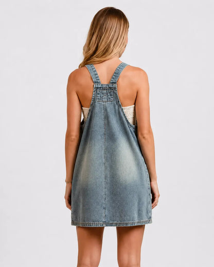 Mini Robe Salopette Denim Coton