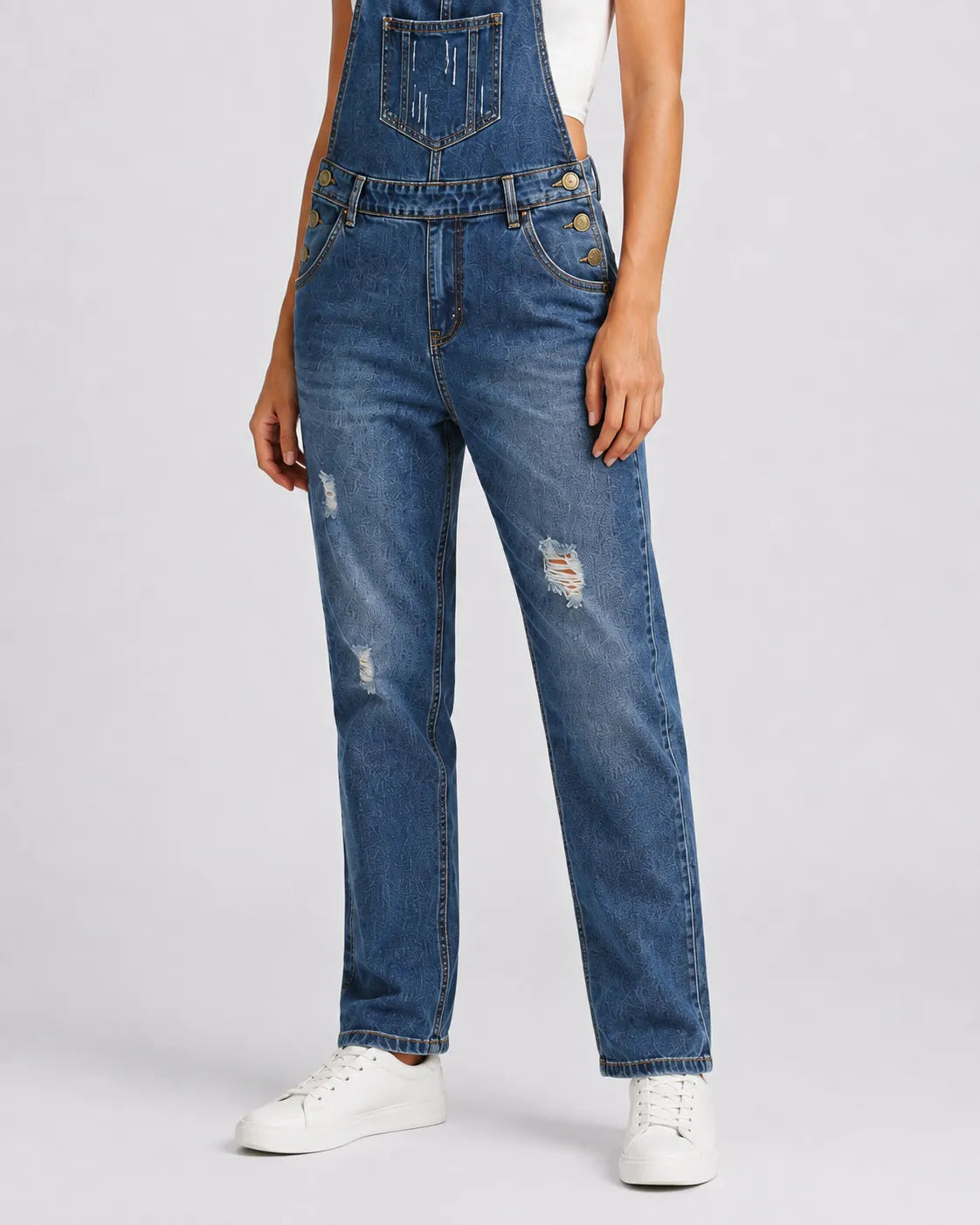 Salopette Denim Déchirée Tendance