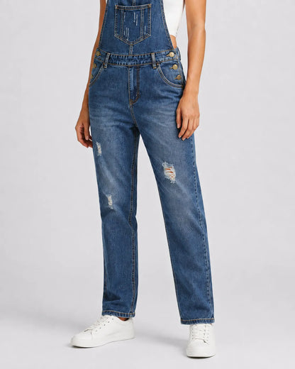 Salopette Denim Déchirée Tendance