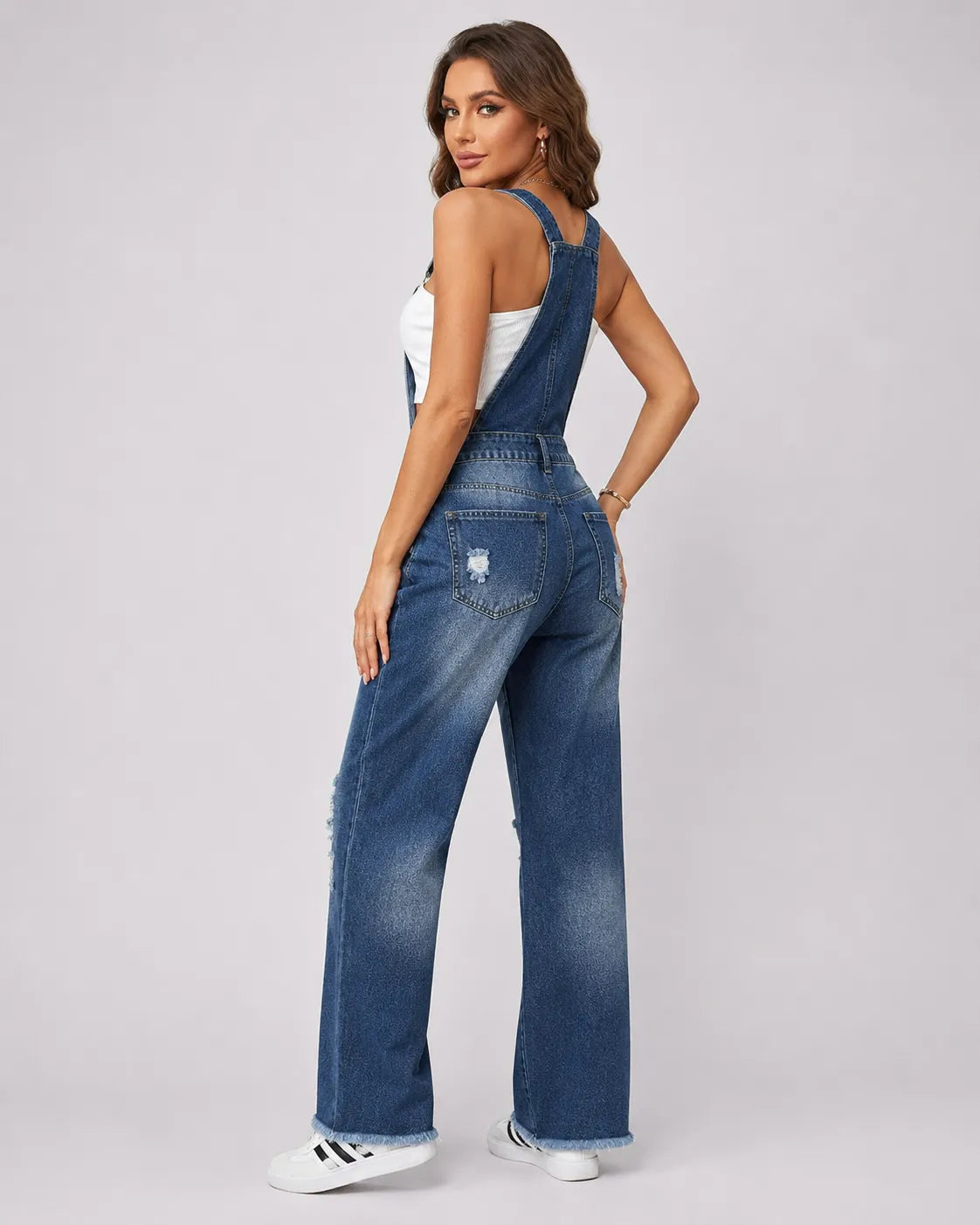 Salopette en Jean Déchiré pour Femme