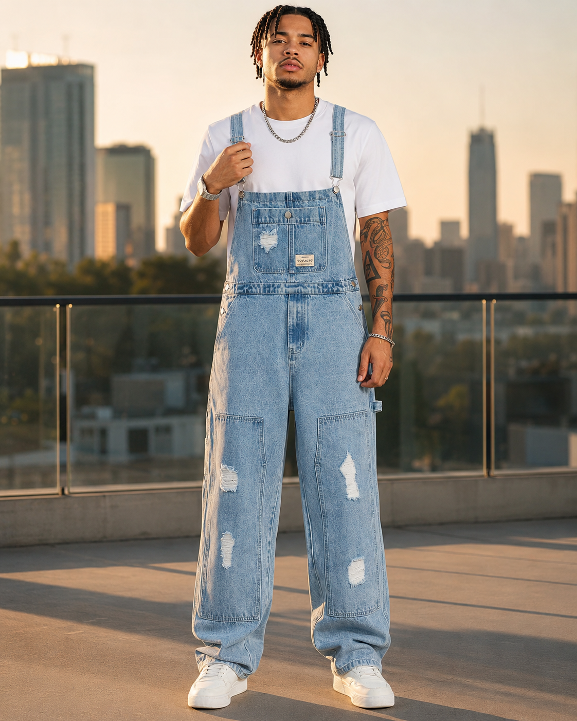 Salopette Cargo avec Détails Ripped