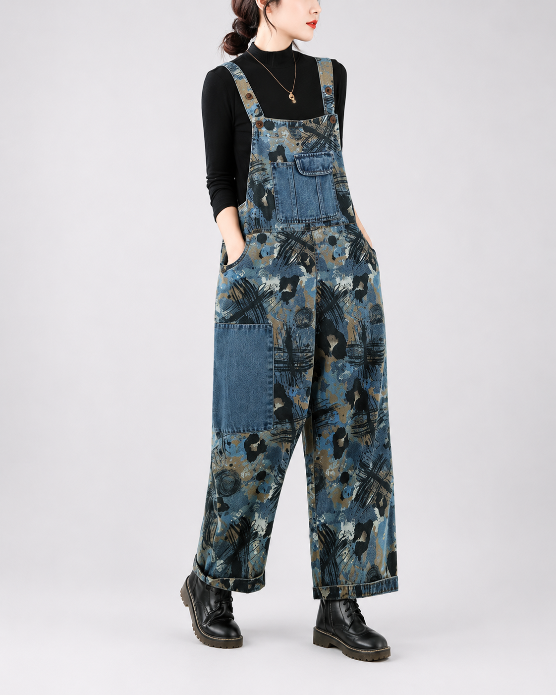Salopette Denim Patchwork Usé