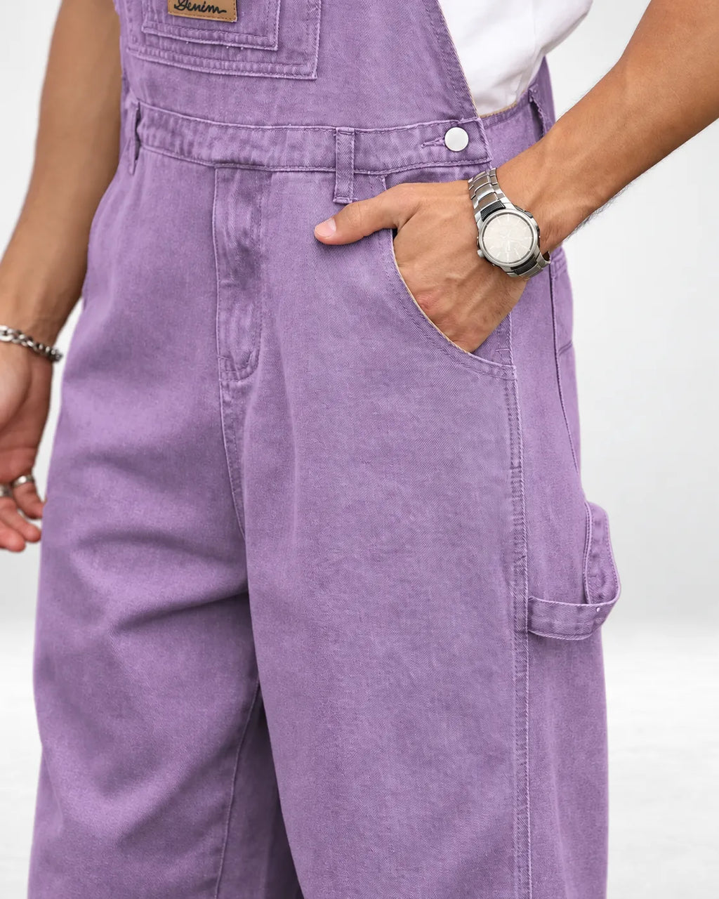 Salopette en denim violet décontractée
