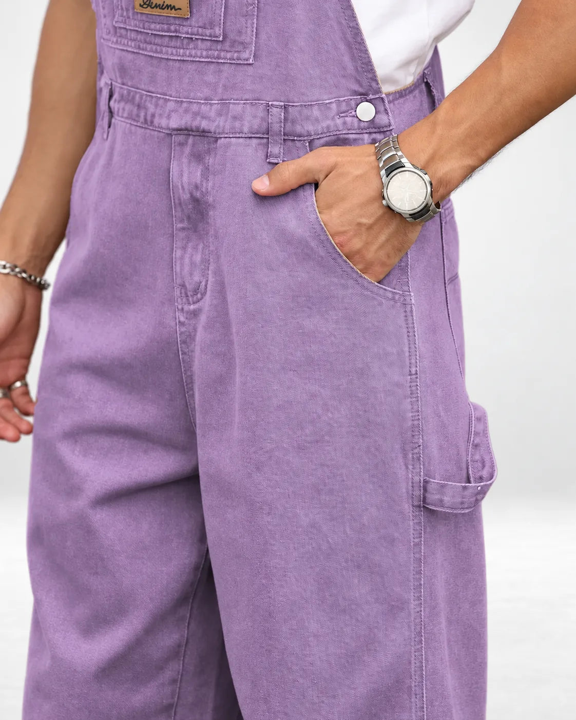 Salopette en denim violet décontractée