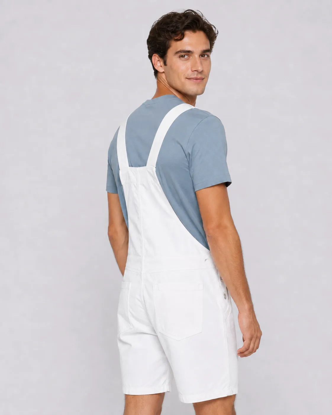Salopette Short Denim Blanche Homme