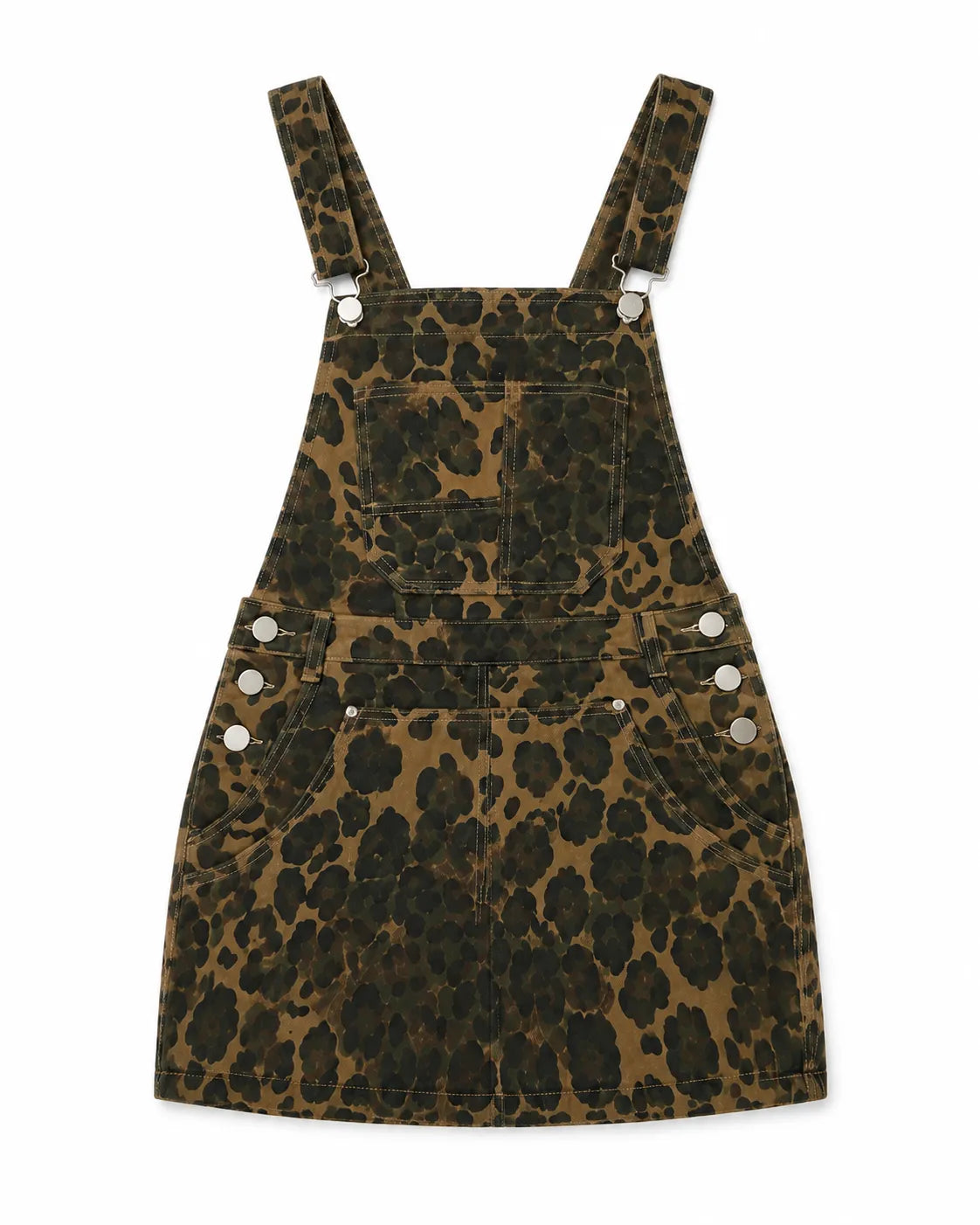 Robe Salopette Denim Léopard Femme